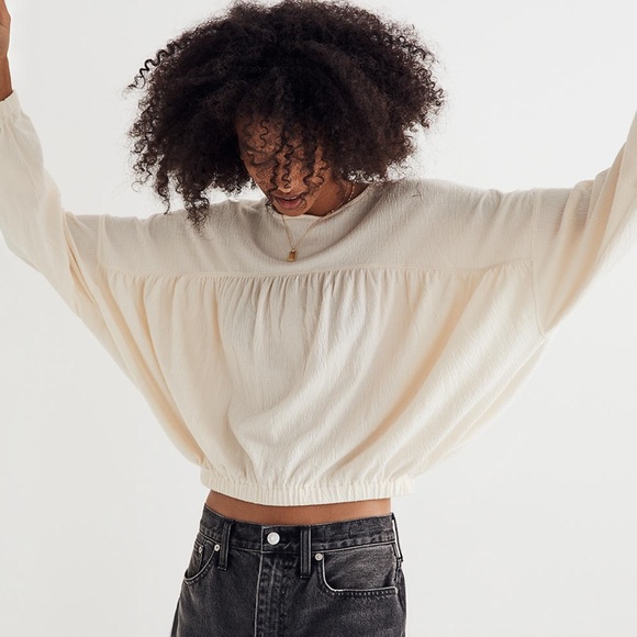 Madewell NG553 Knit Lightspun Ruched Long-Sleeve Top, XXS - Picture 2 of 5